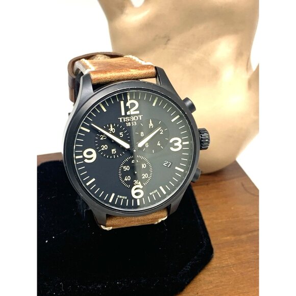 Tissot Men's Watch Swiss Quartz Chronograph 45mm Brown Leather T1166173605700 - Picture 15 of 16